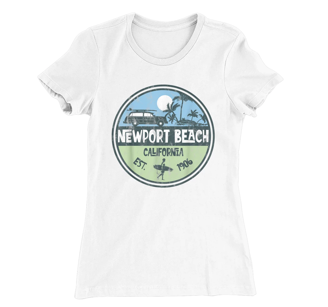 Womens Newport Beach California Wagon Beach Palms Surfer Vintage T-Shirt, Kid T-Shirt and Women T-Shirt