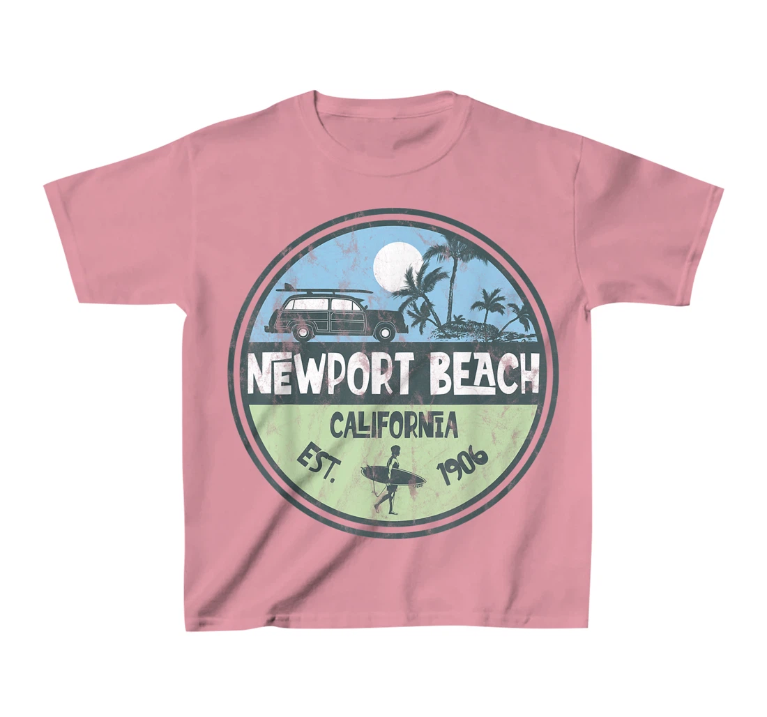 Womens Newport Beach California Wagon Beach Palms Surfer Vintage T-Shirt, Kid T-Shirt and Women T-Shirt