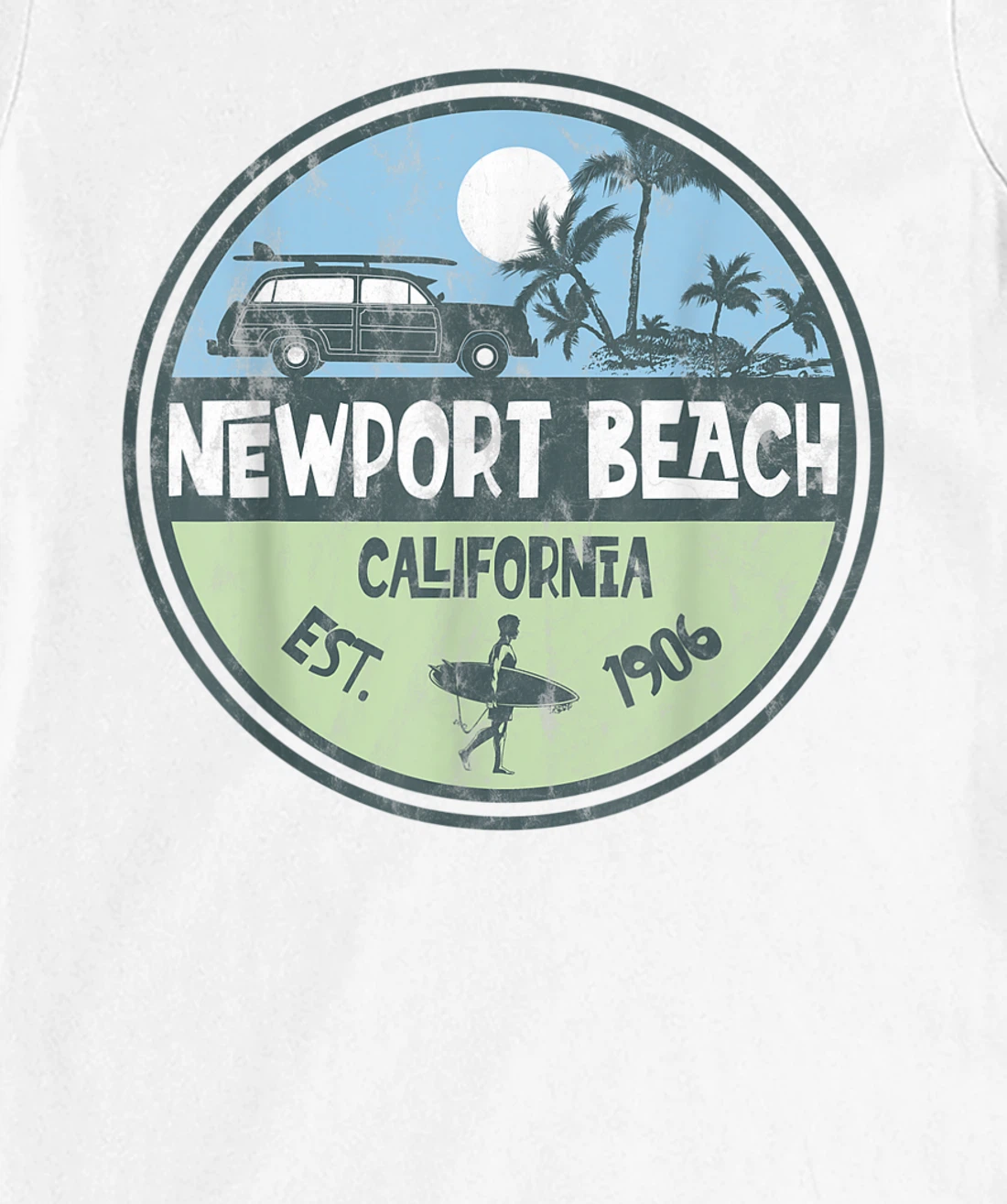 Womens Newport Beach California Wagon Beach Palms Surfer Vintage T-Shirt, Kid T-Shirt and Women T-Shirt