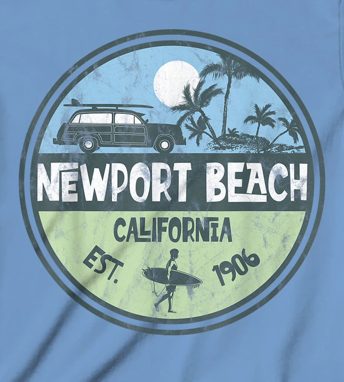 Womens Newport Beach California Wagon Beach Palms Surfer Vintage T-Shirt, Kid T-Shirt and Women T-Shirt