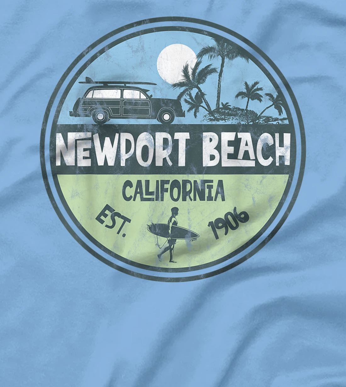 Womens Newport Beach California Wagon Beach Palms Surfer Vintage T-Shirt, Kid T-Shirt and Women T-Shirt