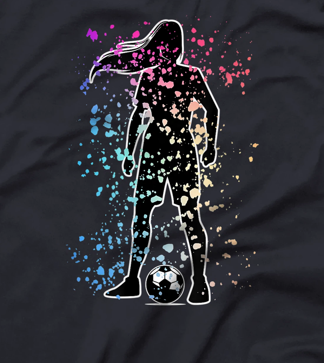 Girls Color Splat Soccer Player Silhouette Cool Futbol T-Shirt, Kid T-Shirt and Women T-Shirt