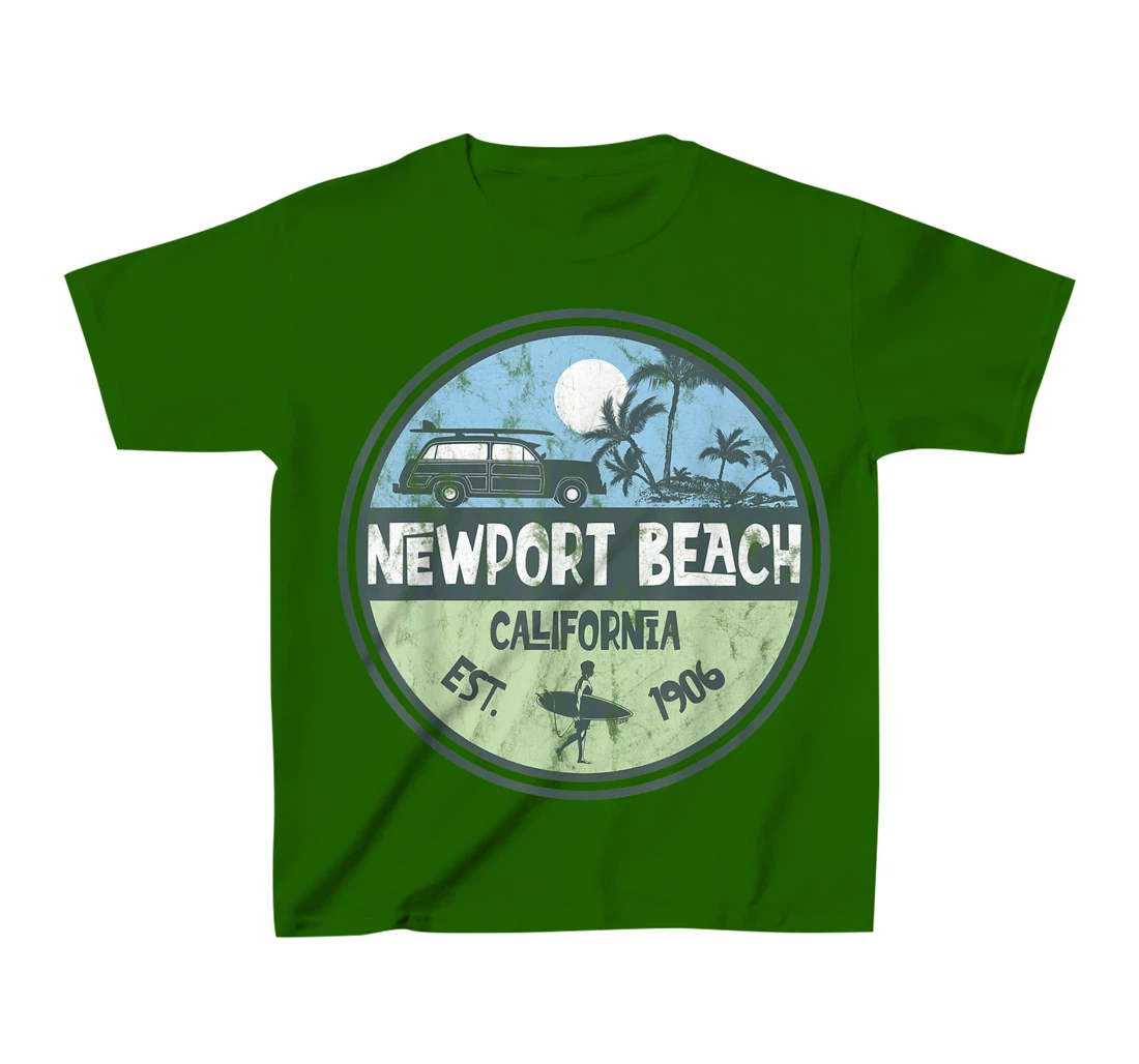 Womens Newport Beach California Wagon Beach Palms Surfer Vintage T-Shirt, Kid T-Shirt and Women T-Shirt