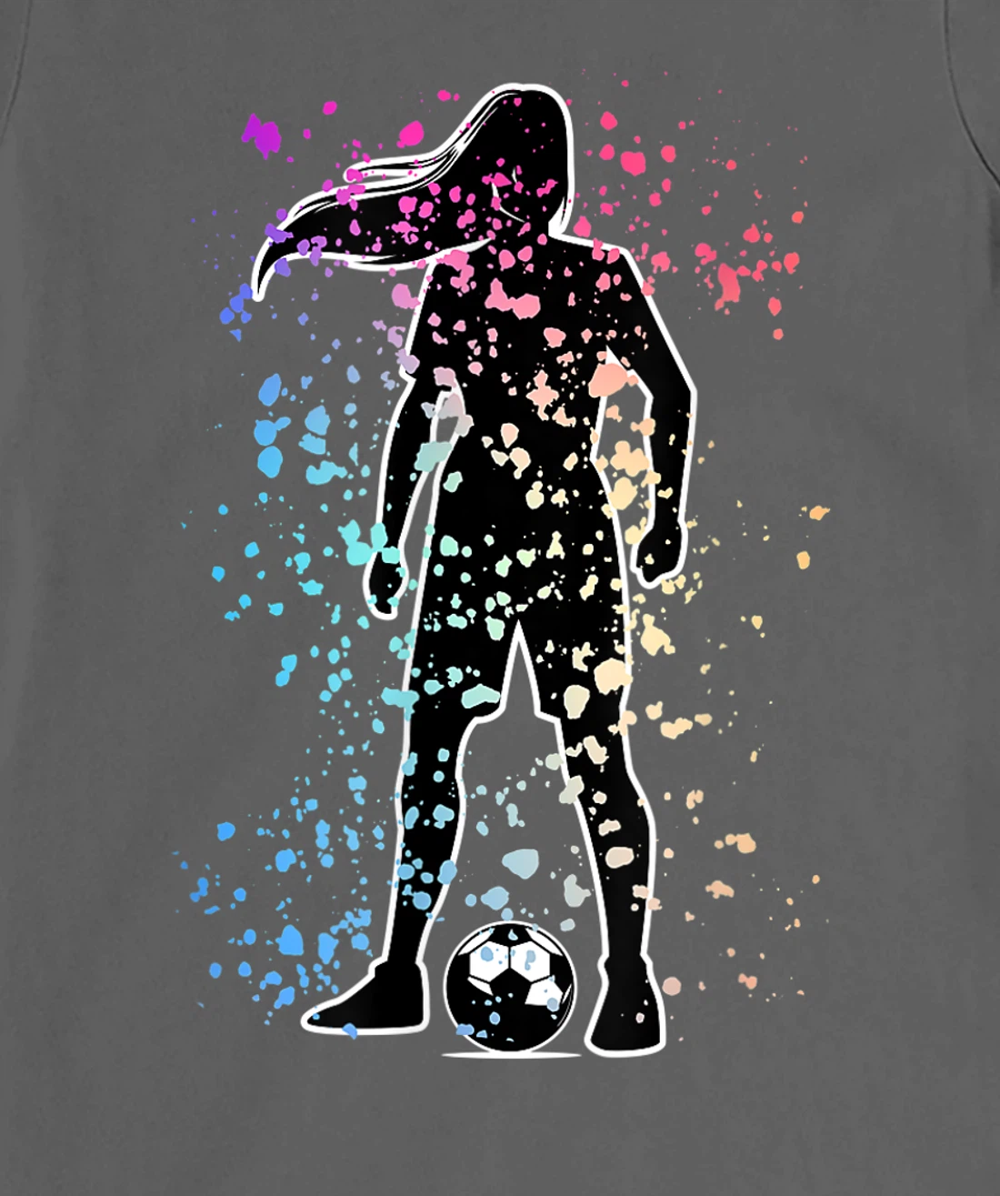 Girls Color Splat Soccer Player Silhouette Cool Futbol T-Shirt, Kid T-Shirt and Women T-Shirt