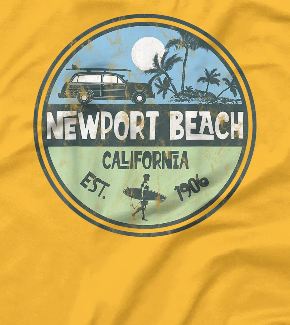 Womens Newport Beach California Wagon Beach Palms Surfer Vintage T-Shirt, Kid T-Shirt and Women T-Shirt