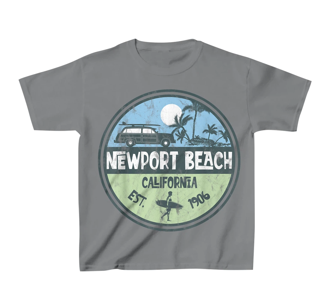 Womens Newport Beach California Wagon Beach Palms Surfer Vintage T-Shirt, Kid T-Shirt and Women T-Shirt