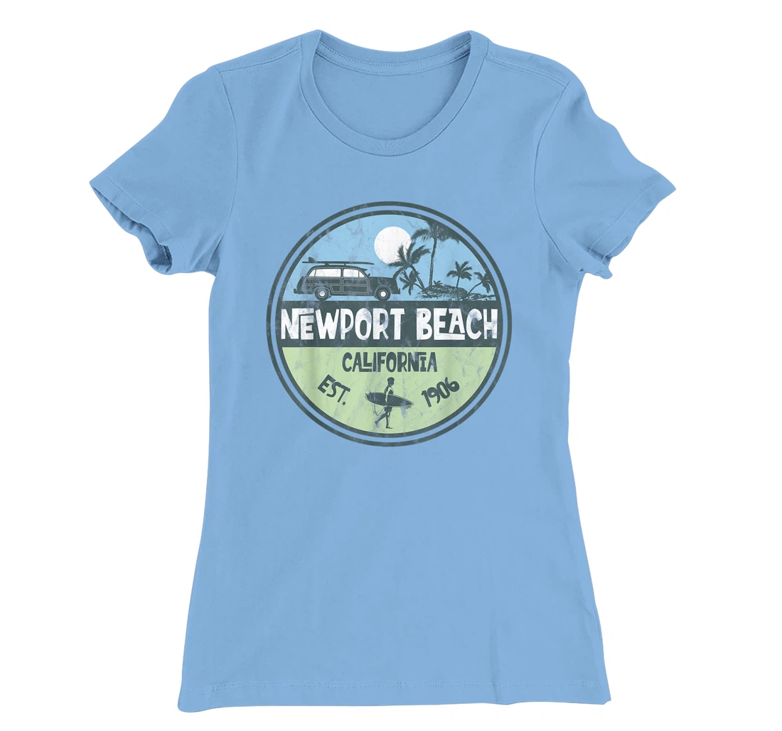Womens Newport Beach California Wagon Beach Palms Surfer Vintage T-Shirt, Kid T-Shirt and Women T-Shirt