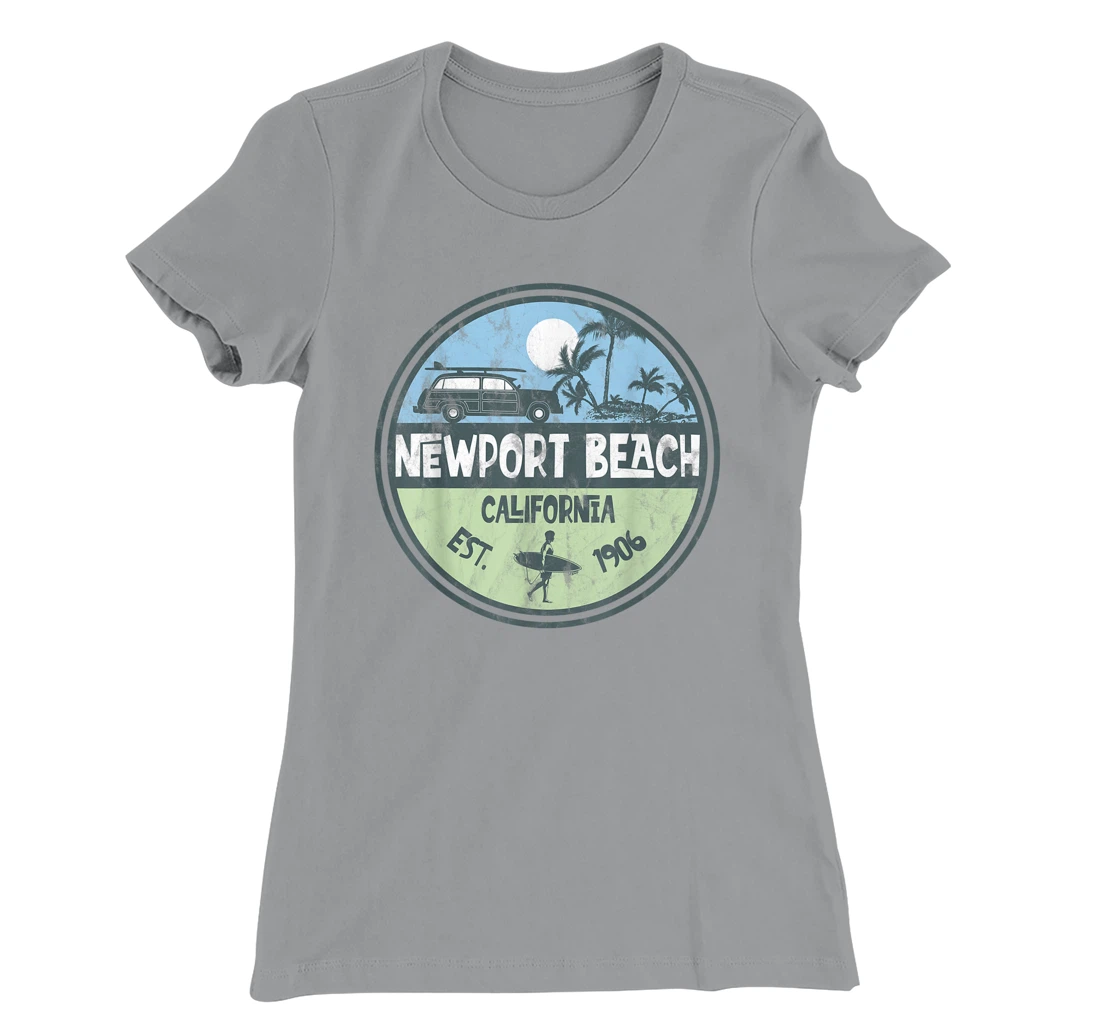 Womens Newport Beach California Wagon Beach Palms Surfer Vintage T-Shirt, Kid T-Shirt and Women T-Shirt
