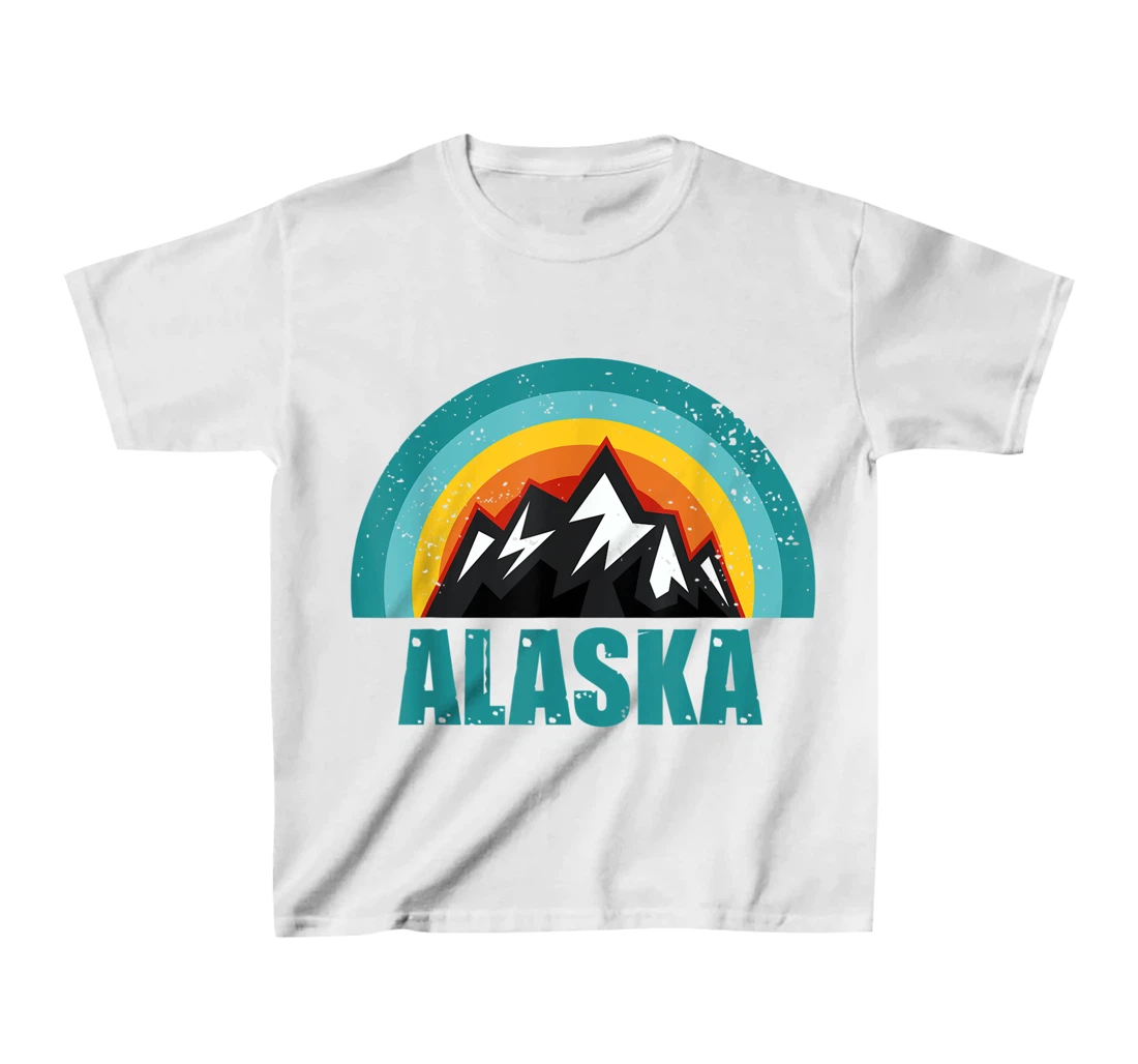 Womens Alaska Retro Sunset Gifts American States T-Shirt, Kid T-Shirt and Women T-Shirt