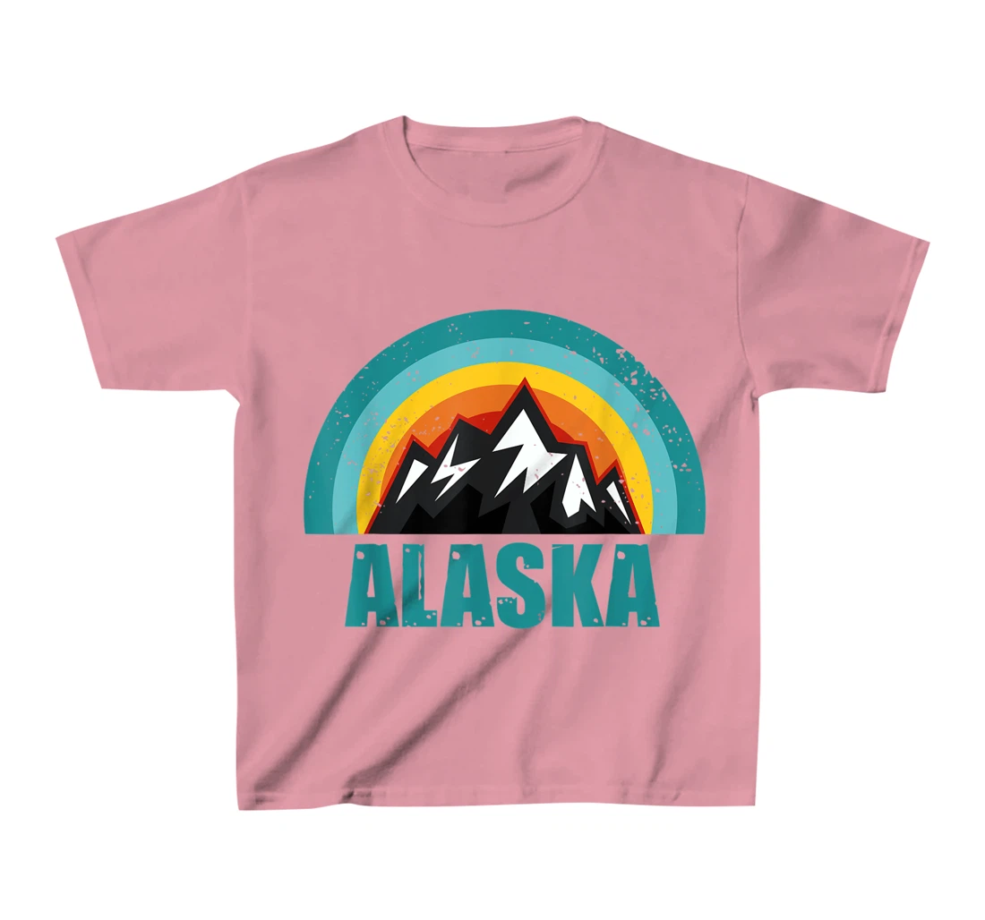 Womens Alaska Retro Sunset Gifts American States T-Shirt, Kid T-Shirt and Women T-Shirt