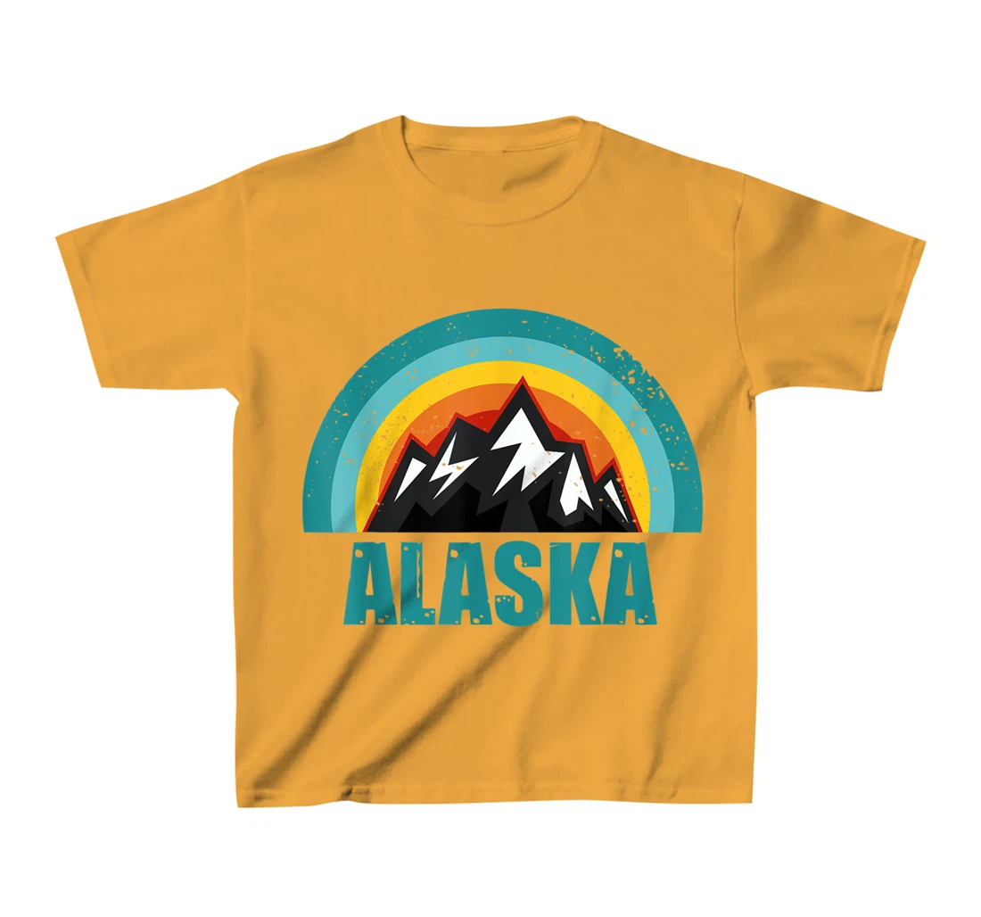 Womens Alaska Retro Sunset Gifts American States T-Shirt, Kid T-Shirt and Women T-Shirt