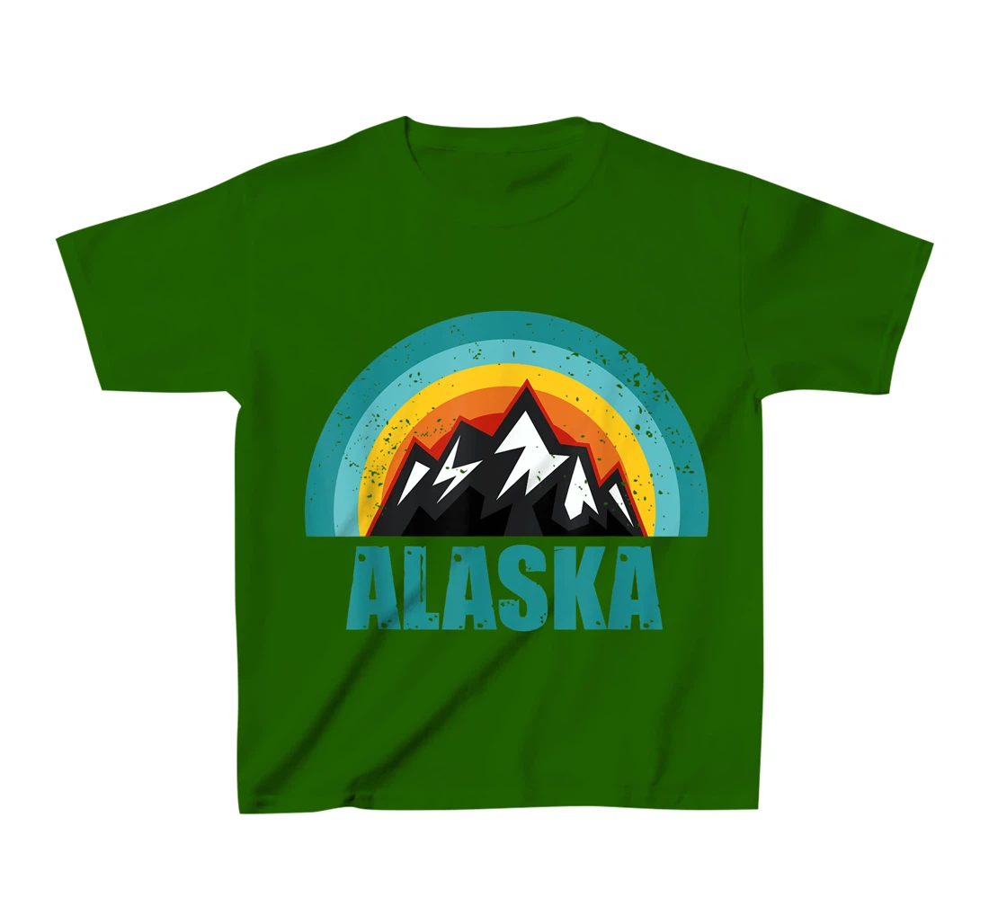 Womens Alaska Retro Sunset Gifts American States T-Shirt, Kid T-Shirt and Women T-Shirt
