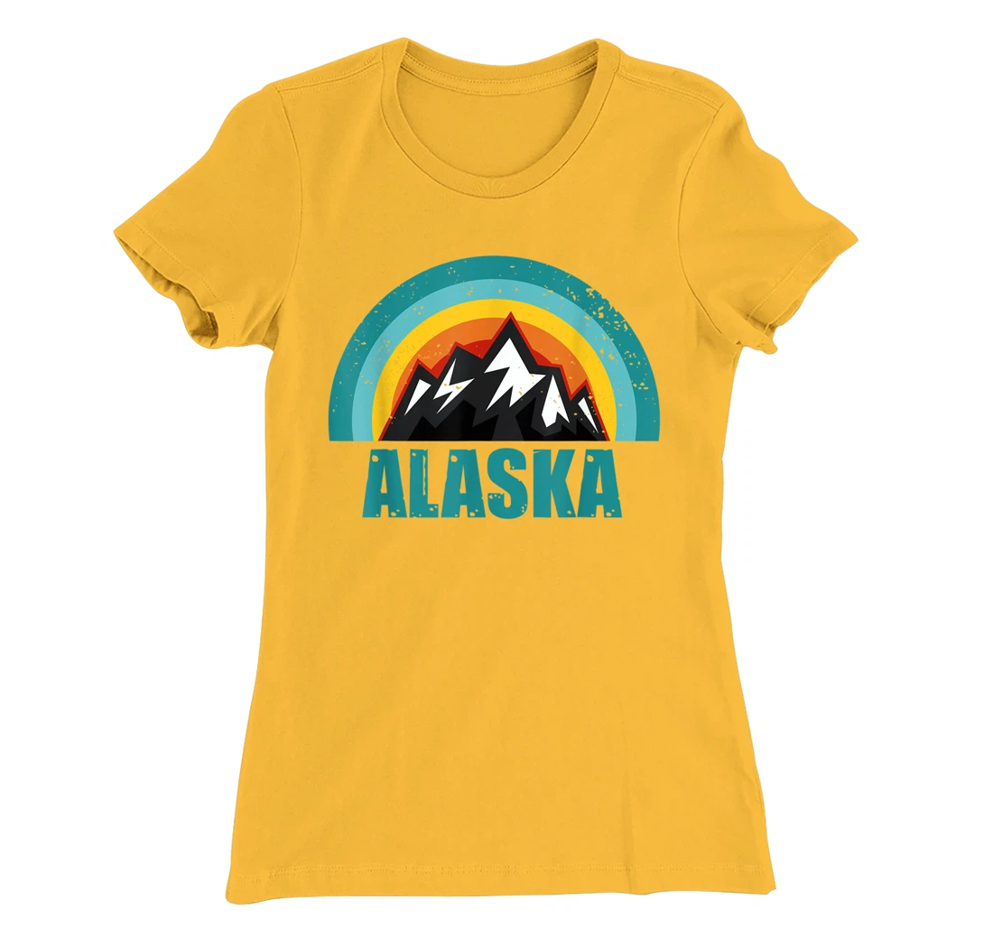 Womens Alaska Retro Sunset Gifts American States T-Shirt, Kid T-Shirt and Women T-Shirt