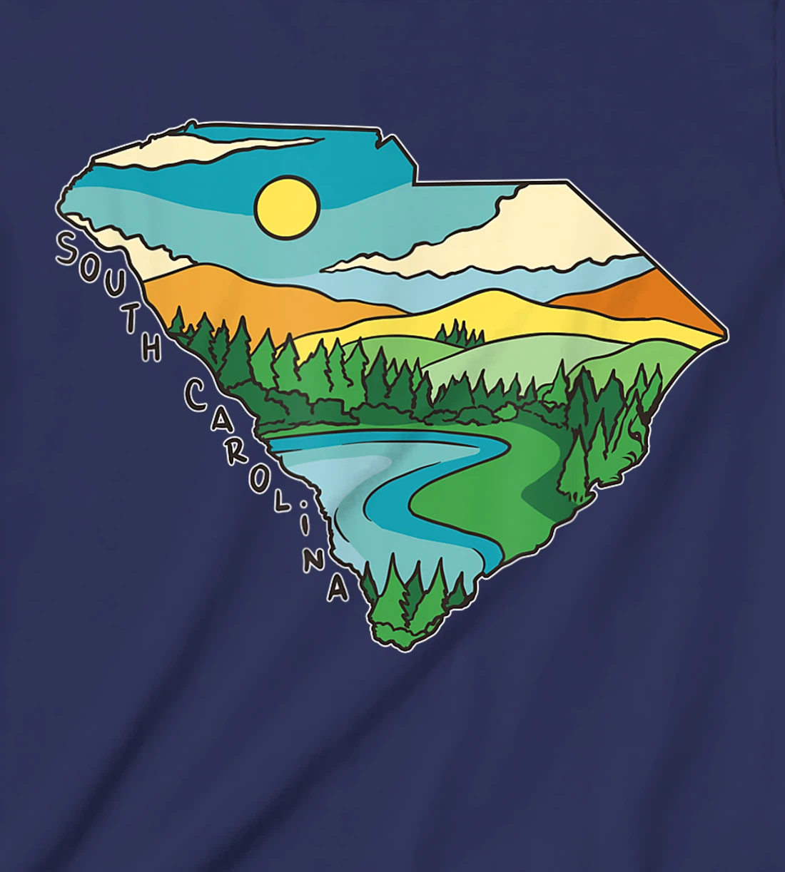 South Carolina Outdoors Retro Nature Lover Graphic T-Shirt, Kid T-Shirt and Women T-Shirt