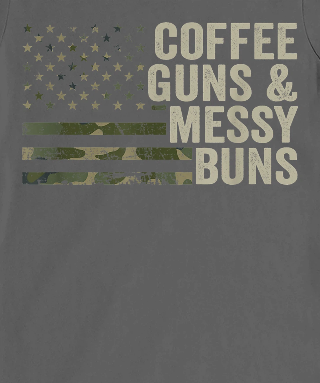 Coffee Guns & Messy Buns - Camo USA Flag Womens Gun Owner T-Shirt, Women T-Shirt