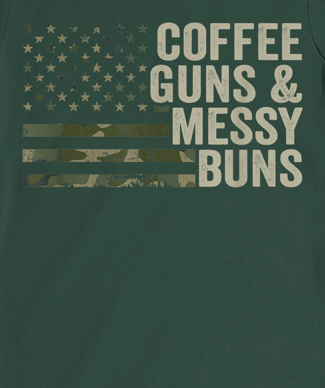 Coffee Guns & Messy Buns - Camo USA Flag Womens Gun Owner T-Shirt, Women T-Shirt