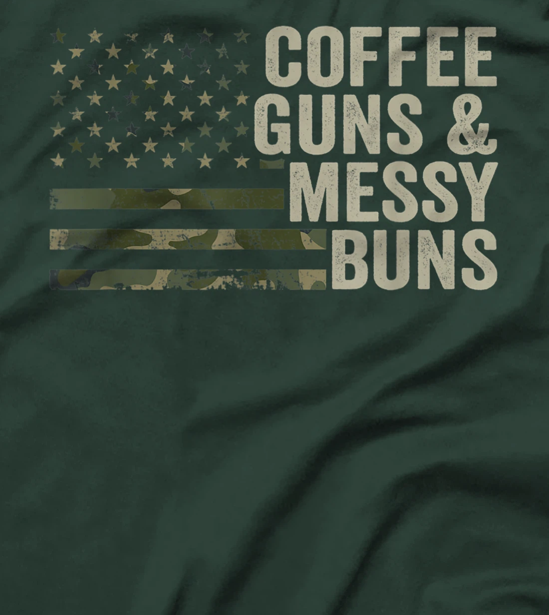 Coffee Guns & Messy Buns - Camo USA Flag Womens Gun Owner T-Shirt, Women T-Shirt