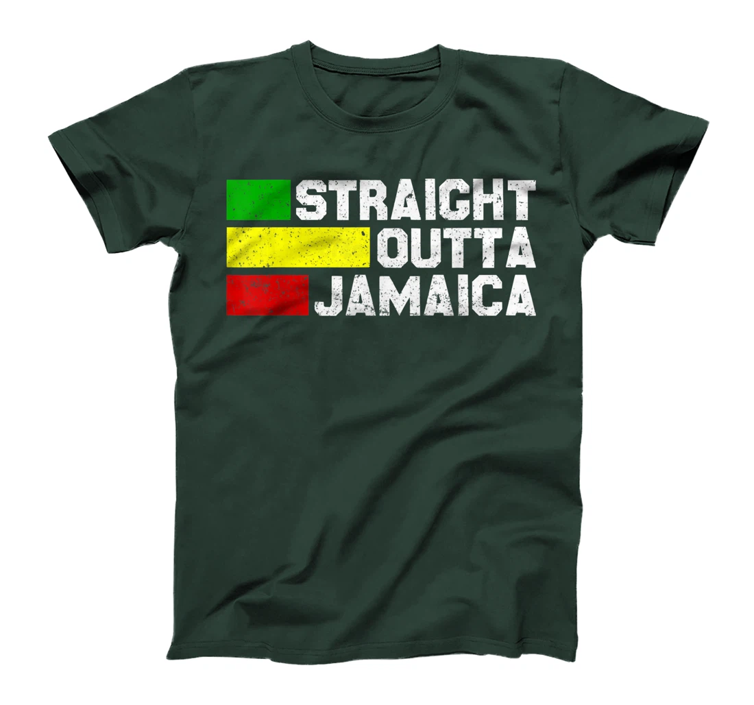 Straight Outta Jamaica Jamaican Vacation Reggae Jamaica Flag T-Shirt, Women T-Shirt