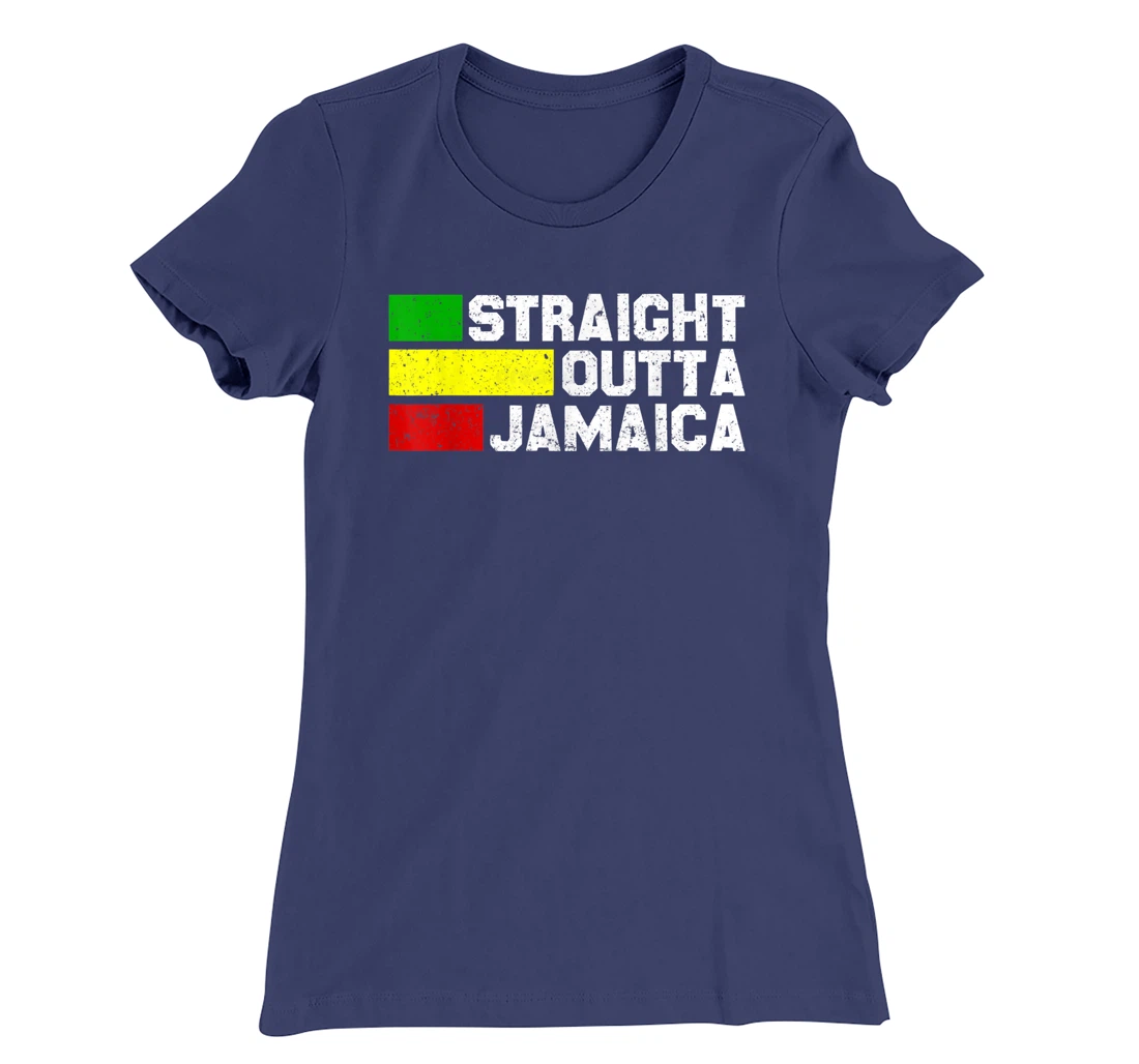 Straight Outta Jamaica Jamaican Vacation Reggae Jamaica Flag T-Shirt, Women T-Shirt
