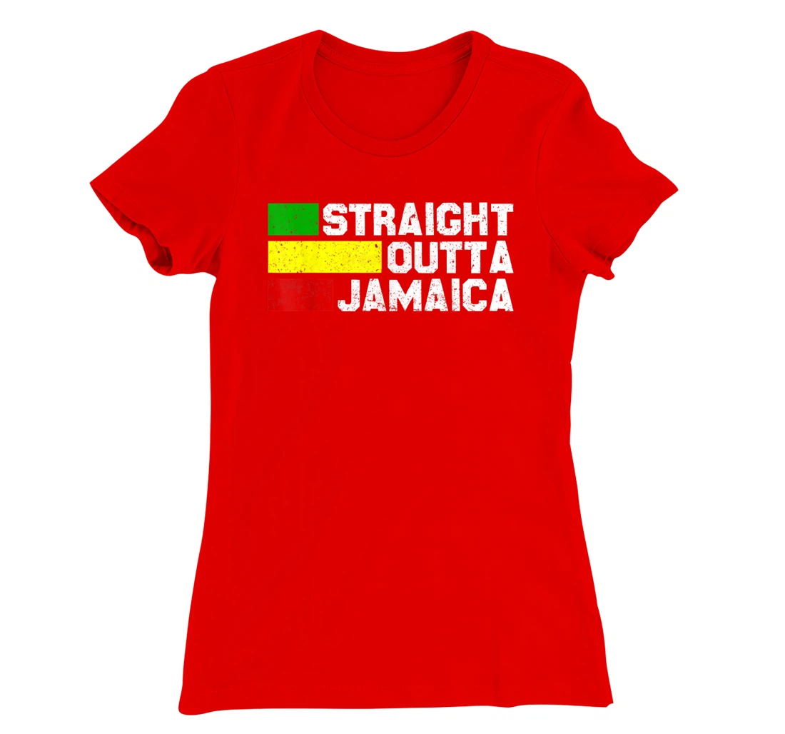 Straight Outta Jamaica Jamaican Vacation Reggae Jamaica Flag T-Shirt, Women T-Shirt