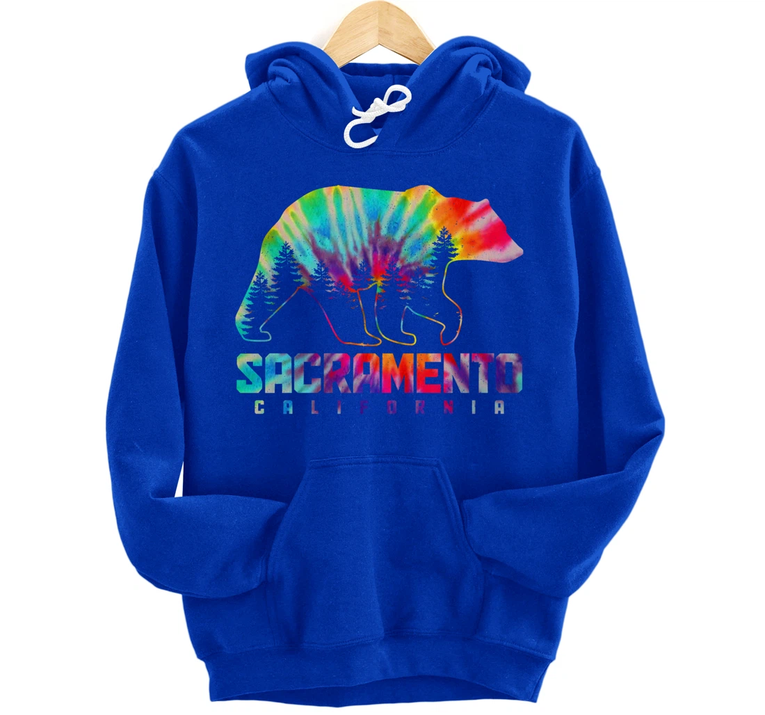 Sacramento California Tie Dye Bear Pride Outdoor Vintage Pullover Hoodie