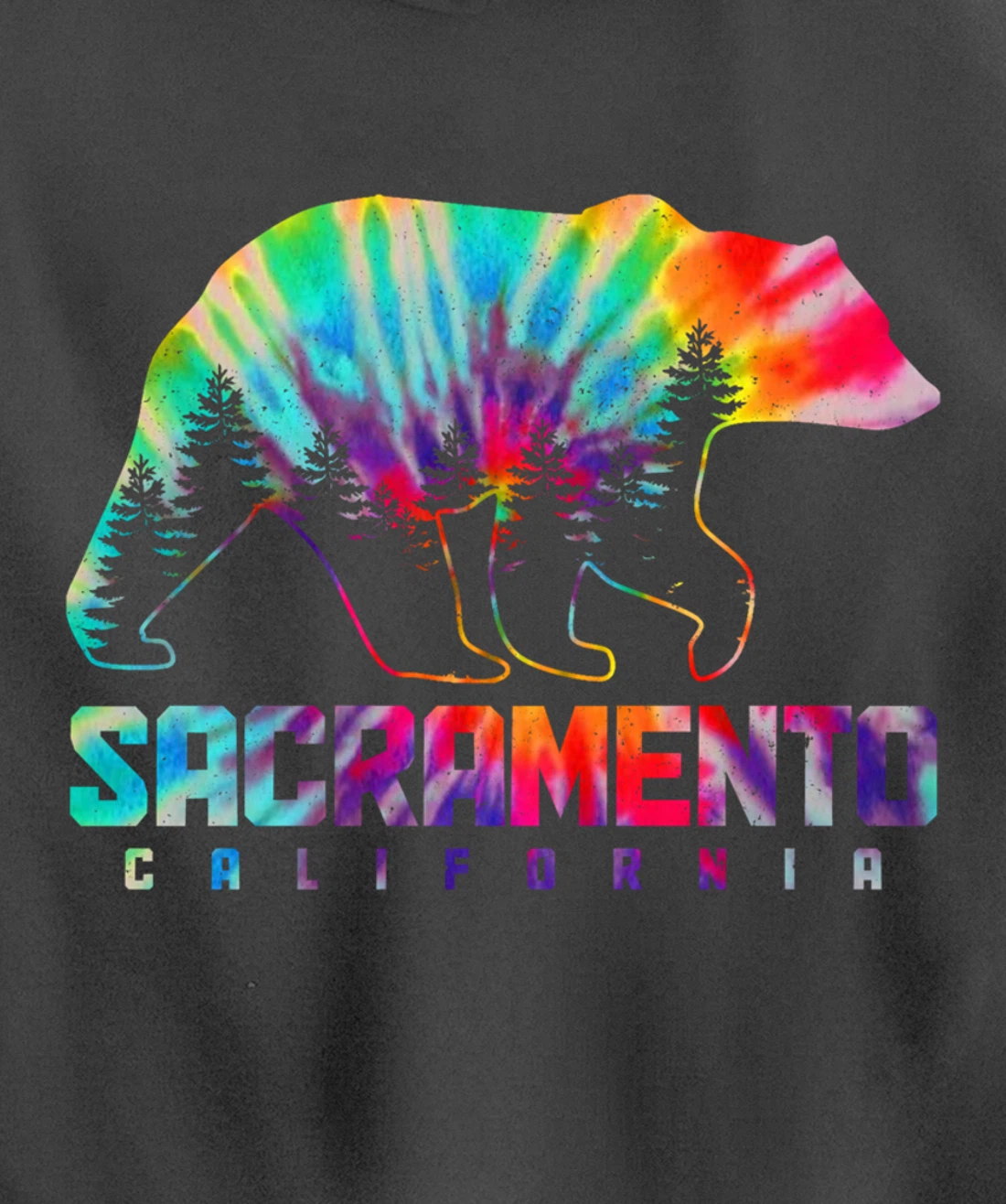 Sacramento California Tie Dye Bear Pride Outdoor Vintage Pullover Hoodie