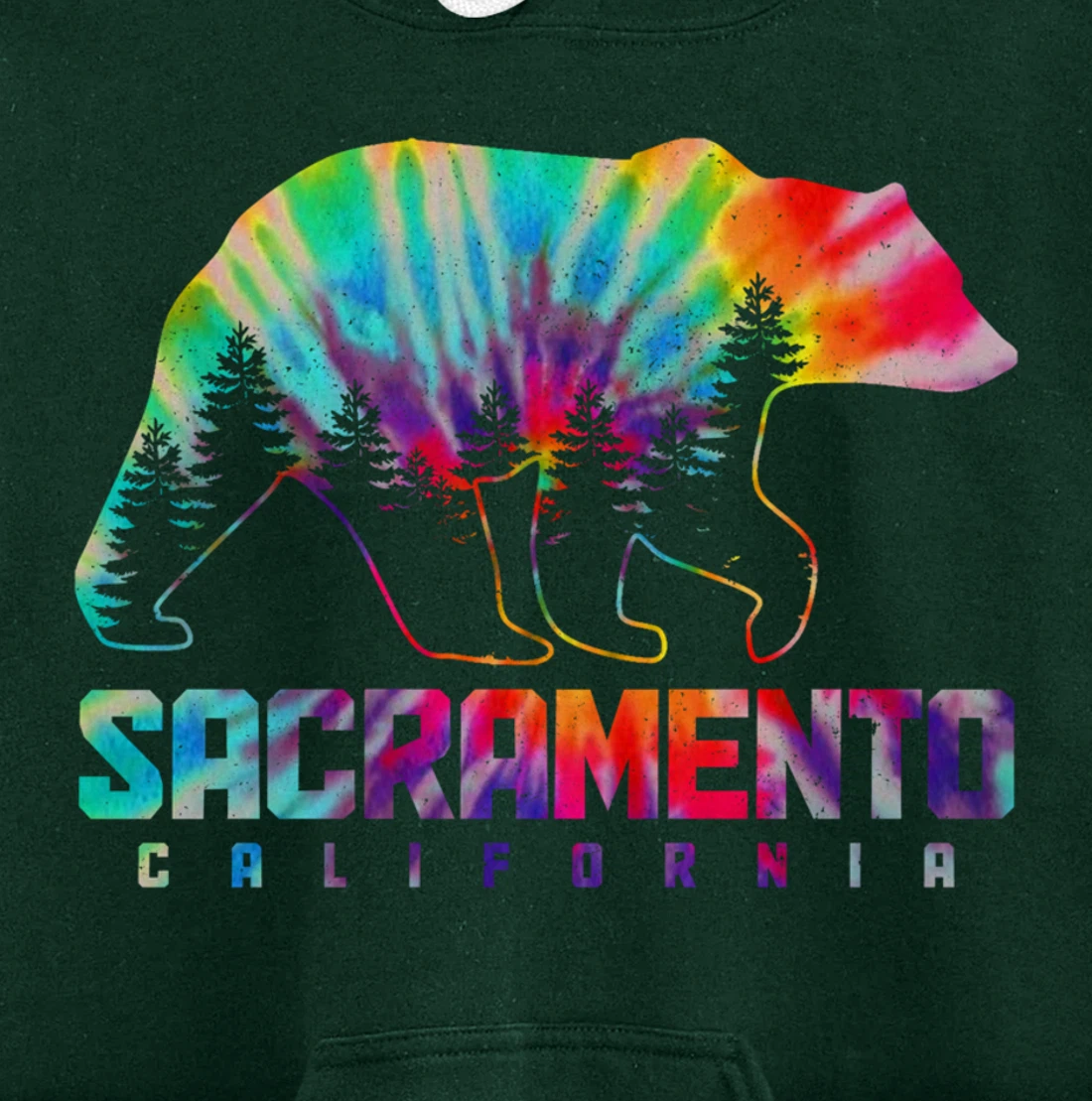 Sacramento California Tie Dye Bear Pride Outdoor Vintage Pullover Hoodie