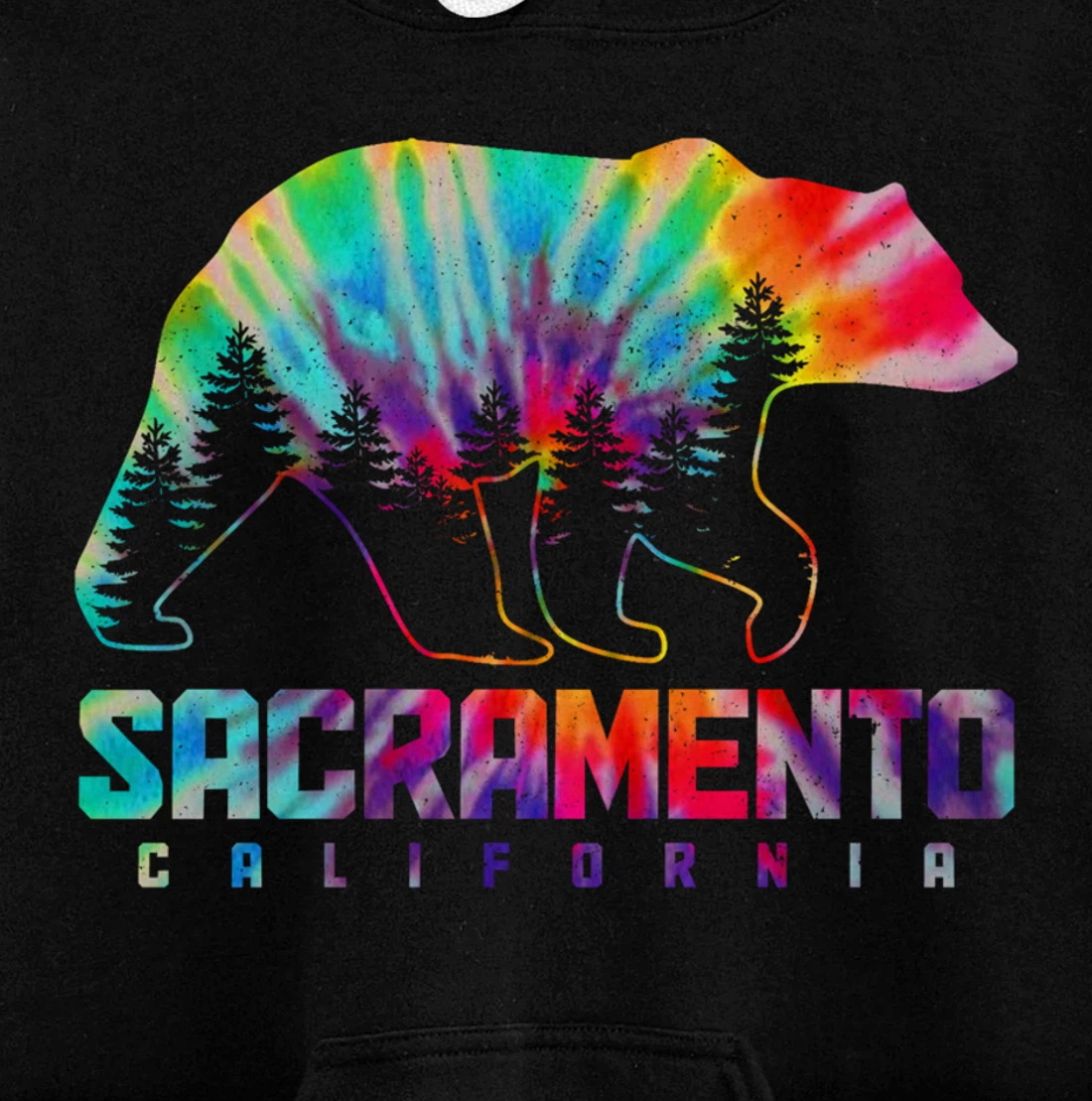 Sacramento California Tie Dye Bear Pride Outdoor Vintage Pullover Hoodie