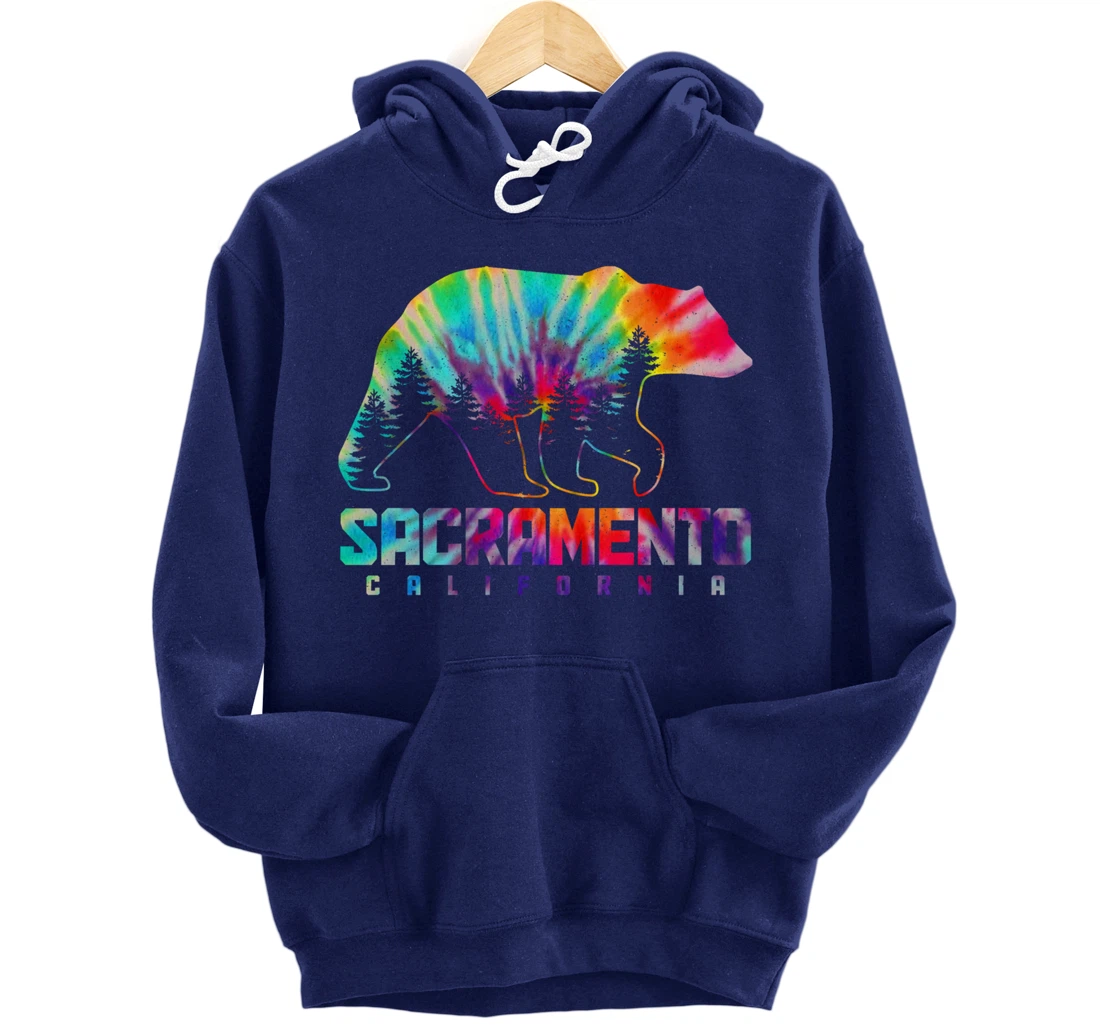 Sacramento California Tie Dye Bear Pride Outdoor Vintage Pullover Hoodie