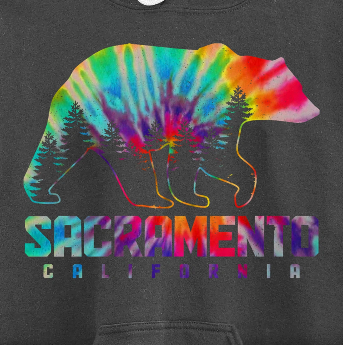 Sacramento California Tie Dye Bear Pride Outdoor Vintage Pullover Hoodie