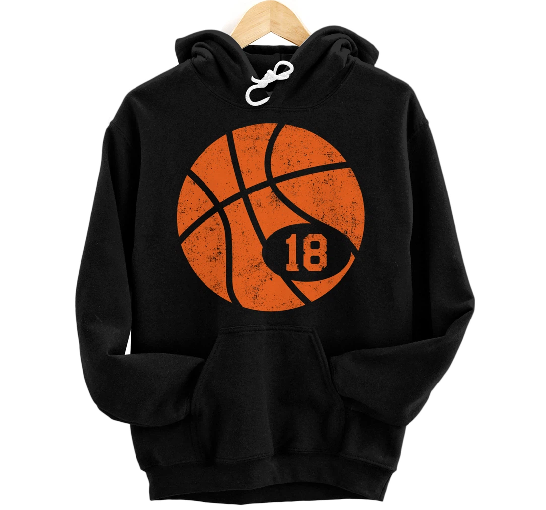 Basketball Classic Sport 18 Jersey Number Vintage Distressed Pullover Hoodie
