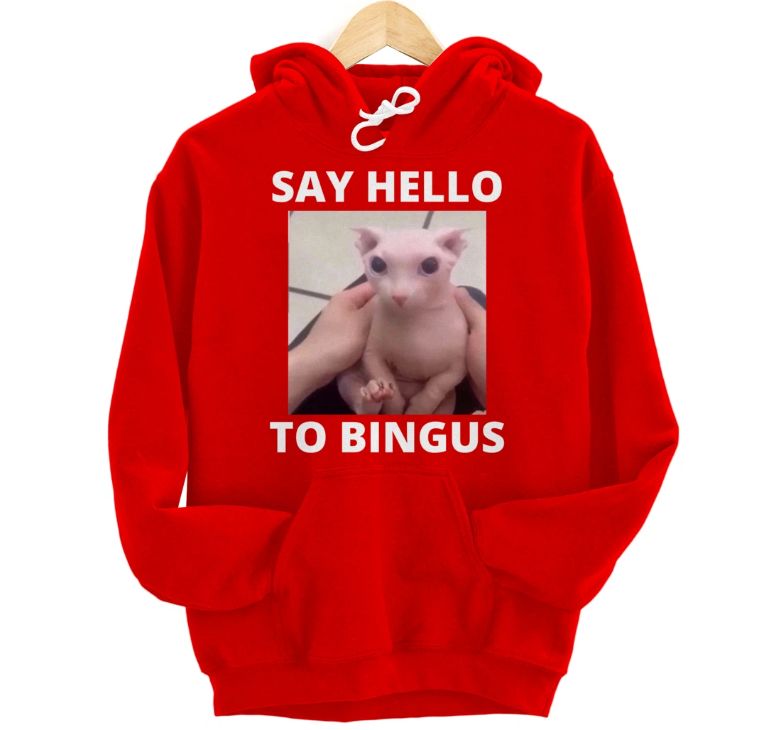 Say Hello Cute Bald Bingus My Beloved Hairless Sphinx Meme Pullover Hoodie
