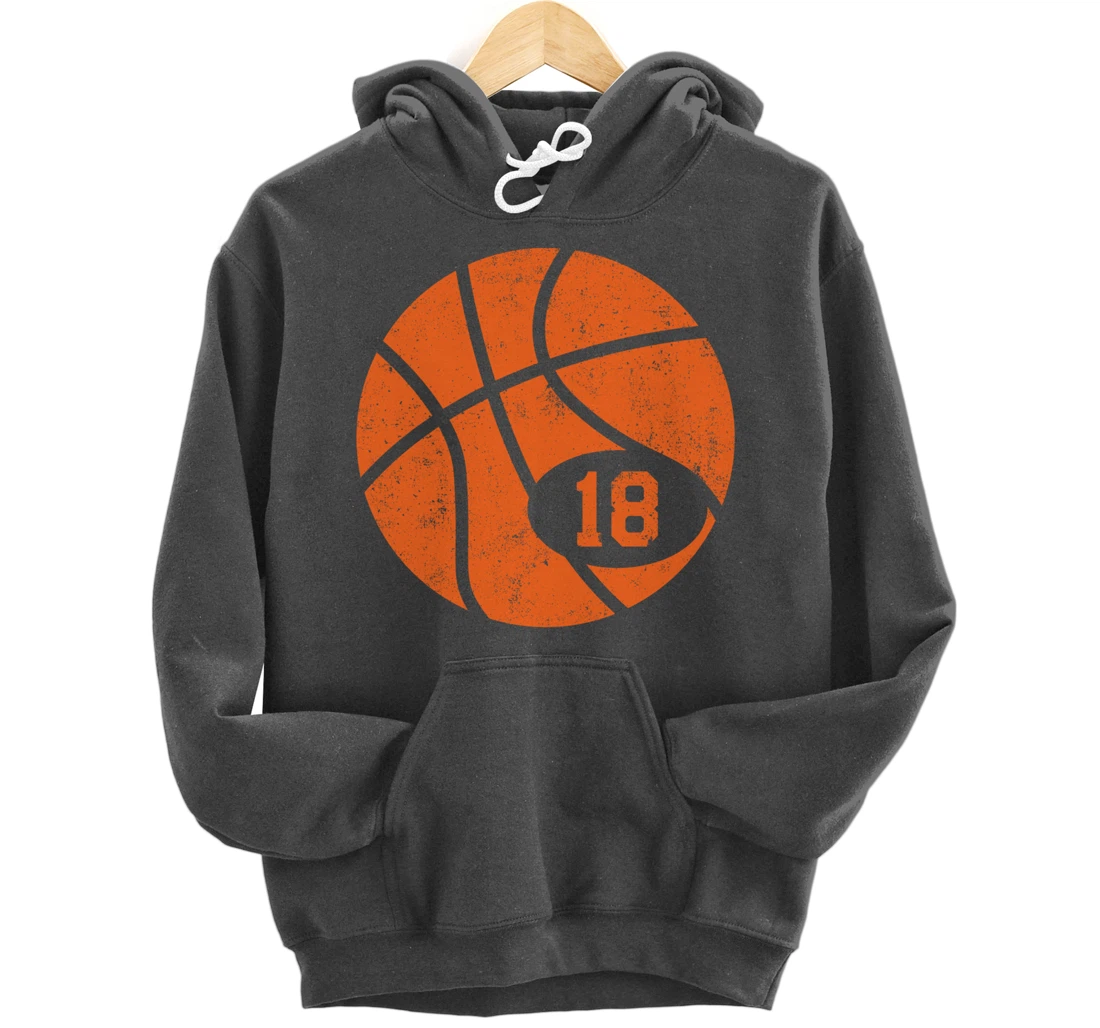 Basketball Classic Sport 18 Jersey Number Vintage Distressed Pullover Hoodie