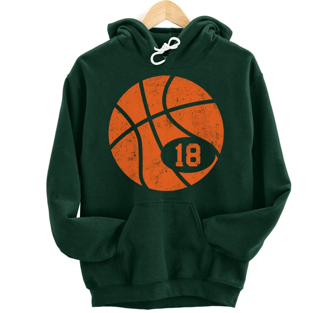 Basketball Classic Sport 18 Jersey Number Vintage Distressed Pullover Hoodie
