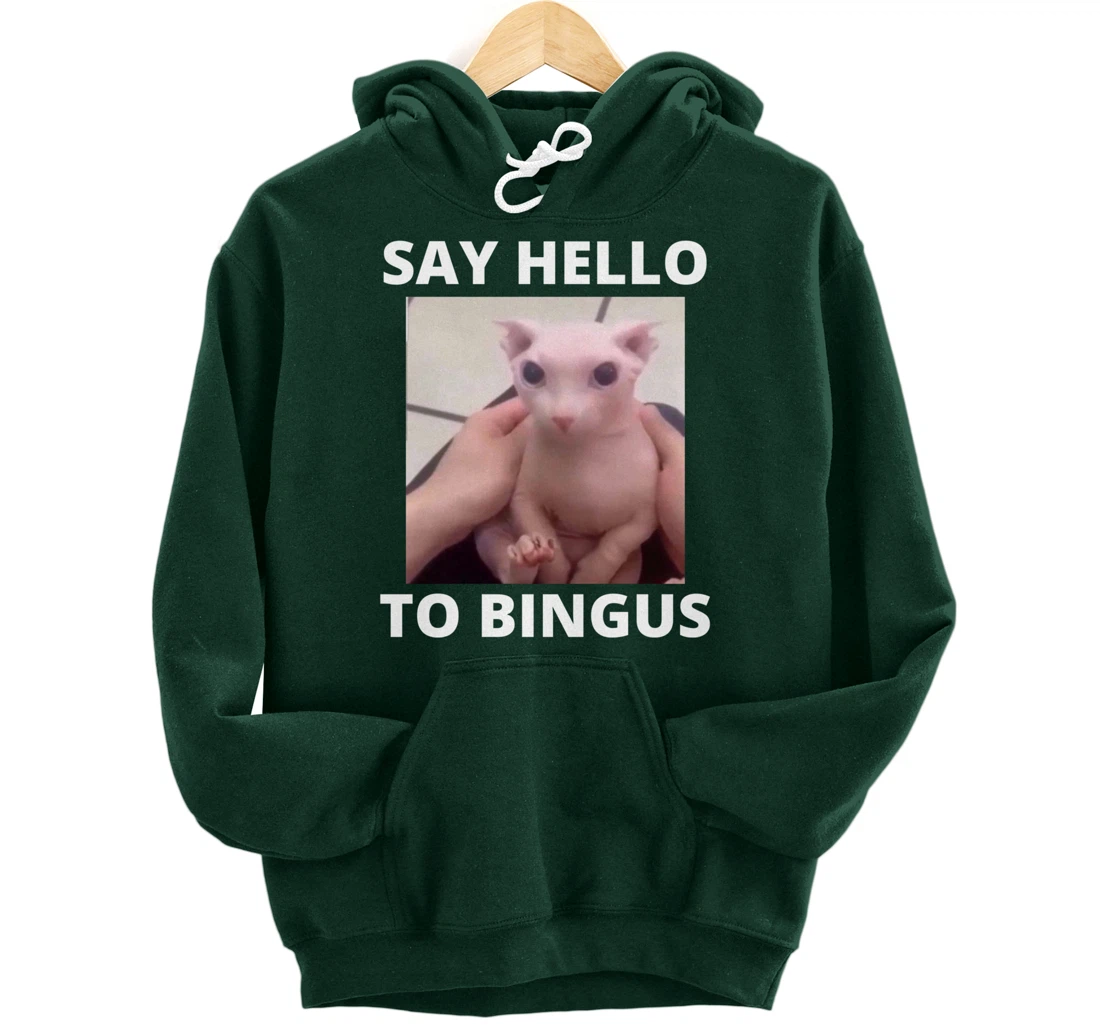 Say Hello Cute Bald Bingus My Beloved Hairless Sphinx Meme Pullover Hoodie