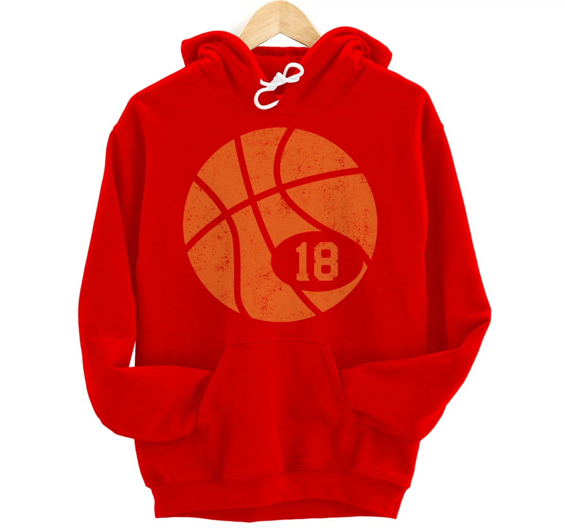 Basketball Classic Sport 18 Jersey Number Vintage Distressed Pullover Hoodie