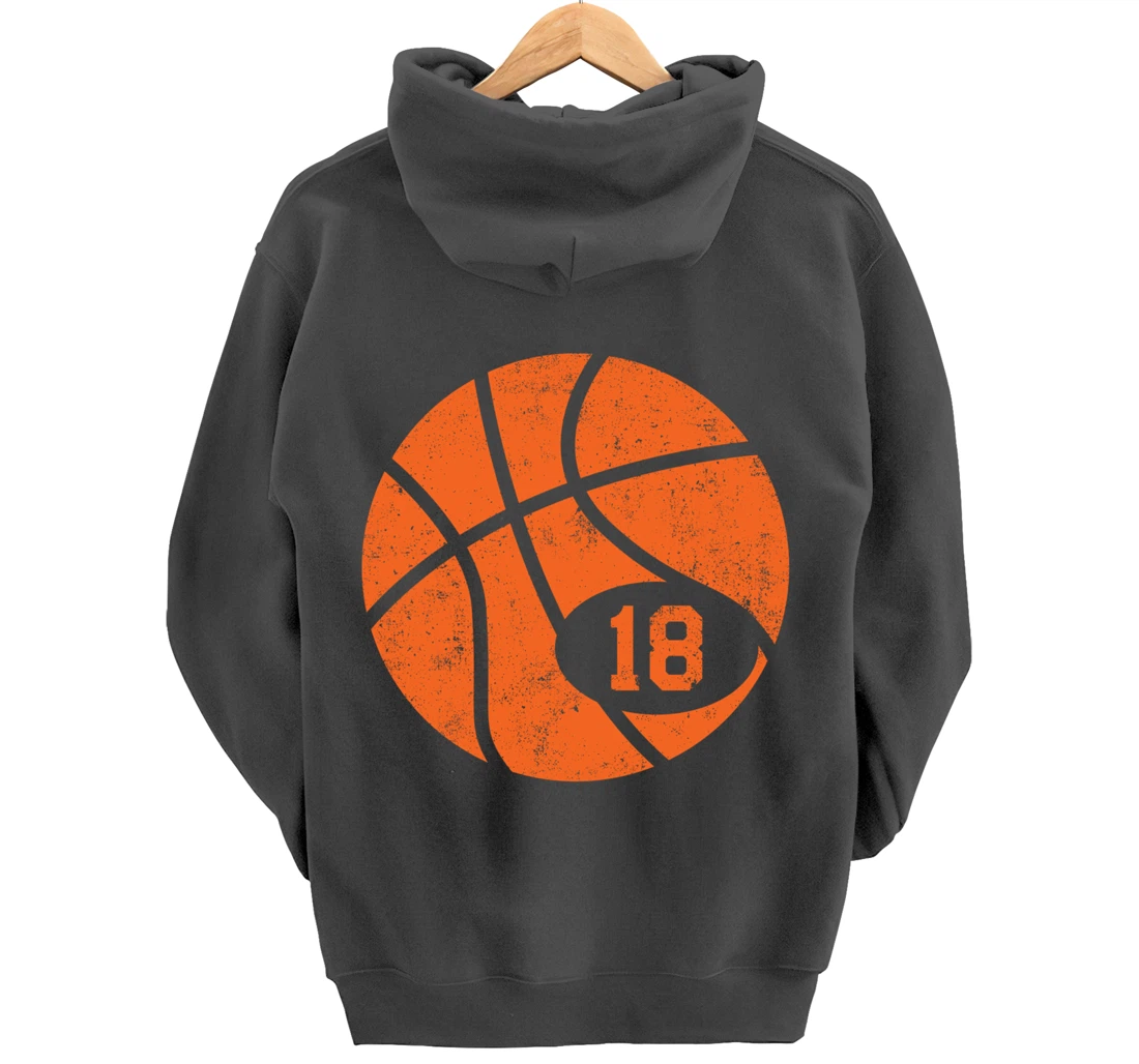 Basketball Classic Sport 18 Jersey Number Vintage Distressed Pullover Hoodie