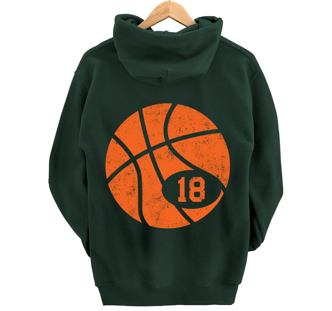 Basketball Classic Sport 18 Jersey Number Vintage Distressed Pullover Hoodie