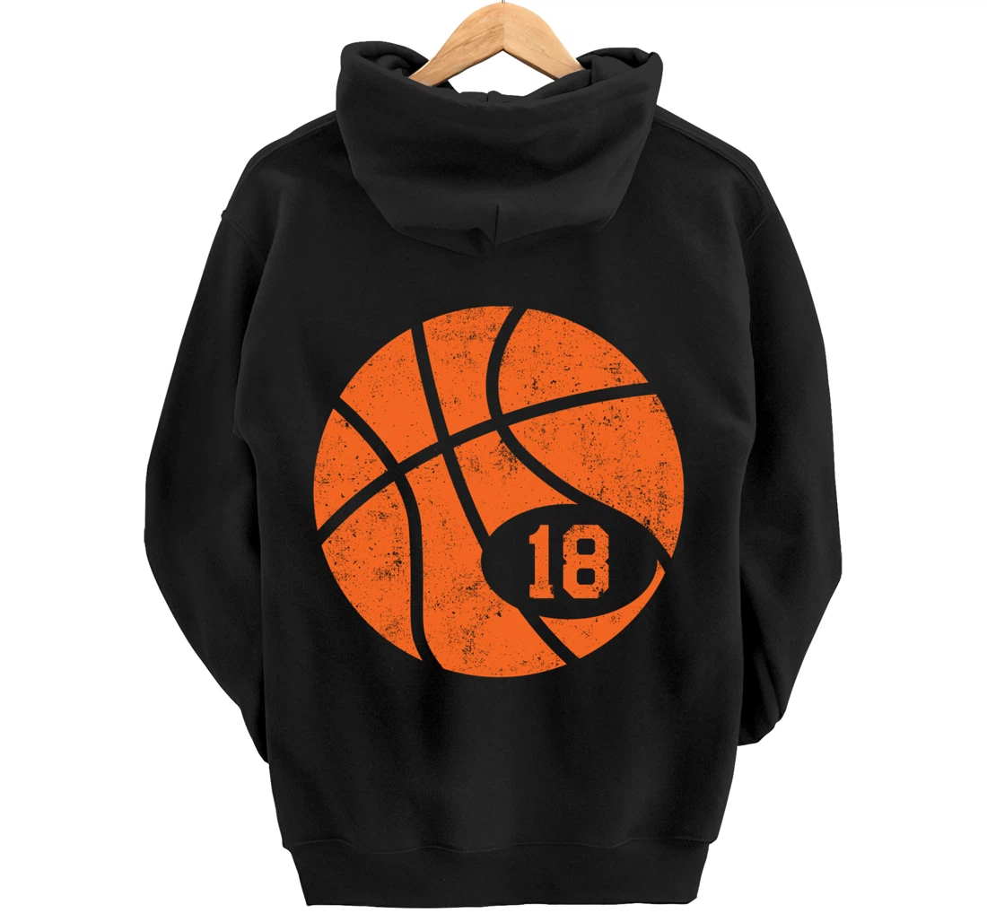 Basketball Classic Sport 18 Jersey Number Vintage Distressed Pullover Hoodie
