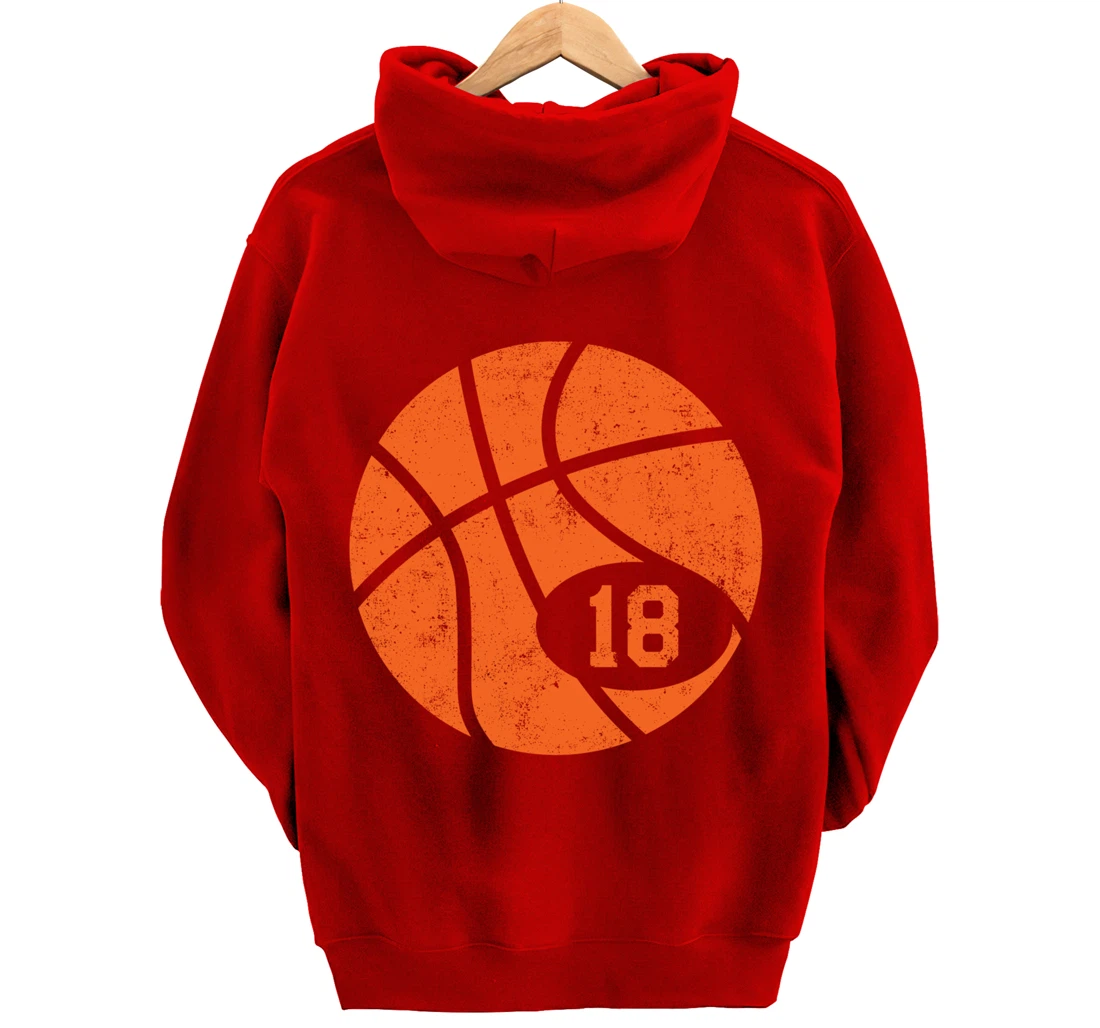 Basketball Classic Sport 18 Jersey Number Vintage Distressed Pullover Hoodie