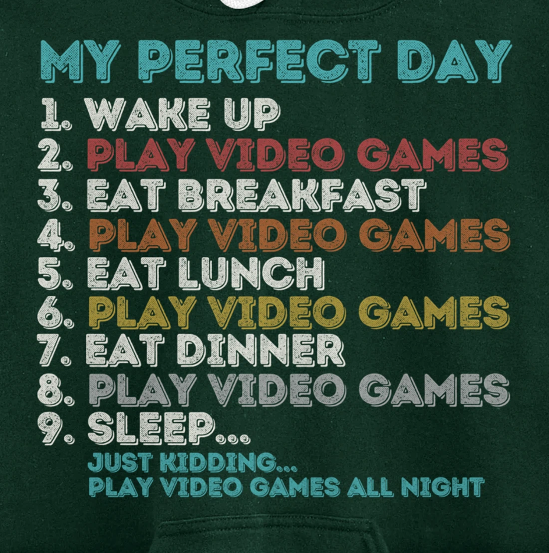Vintage Retro My Perfect Day Gaming Apparel Funny Gamer Pullover Hoodie