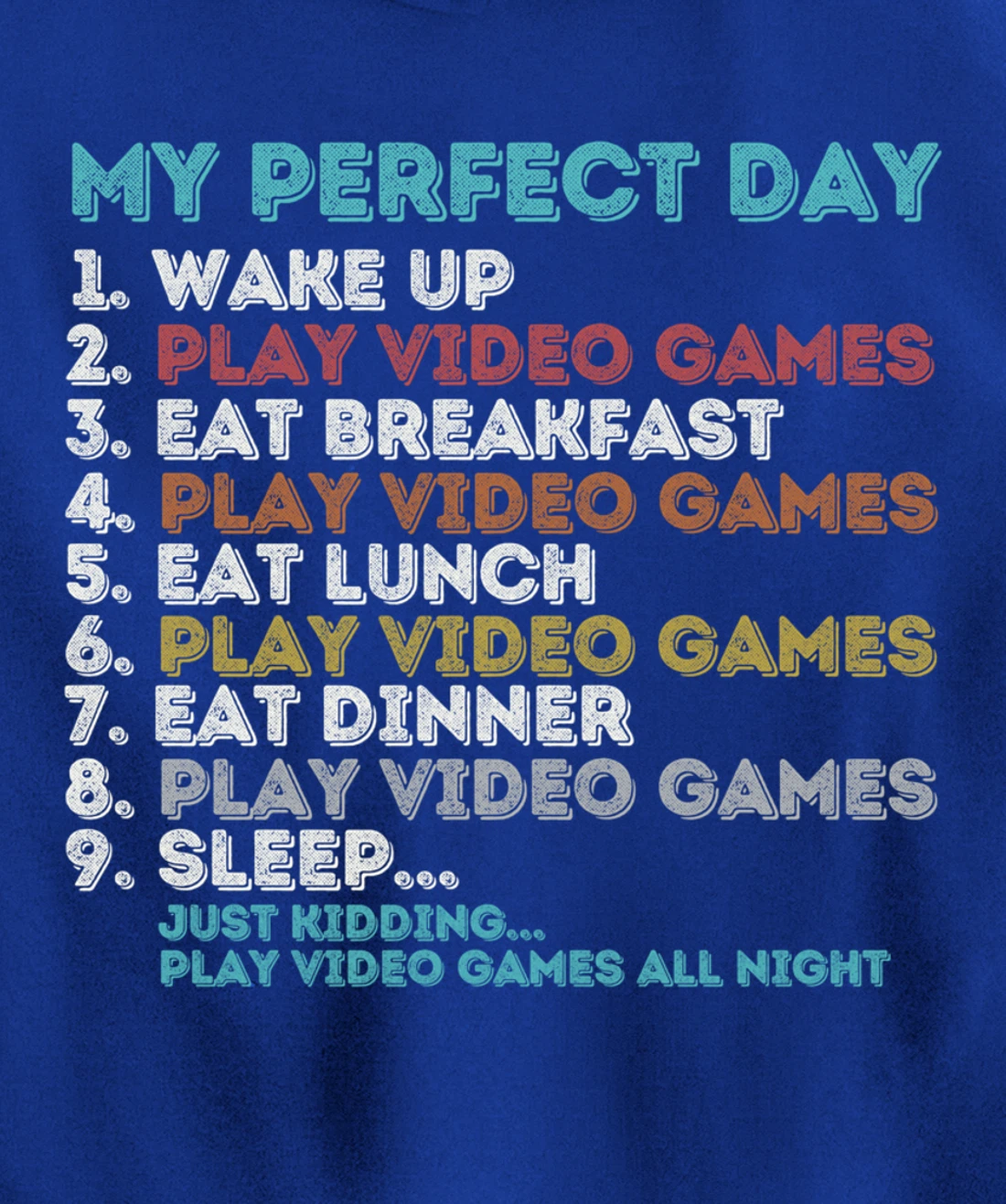 Vintage Retro My Perfect Day Gaming Apparel Funny Gamer Pullover Hoodie