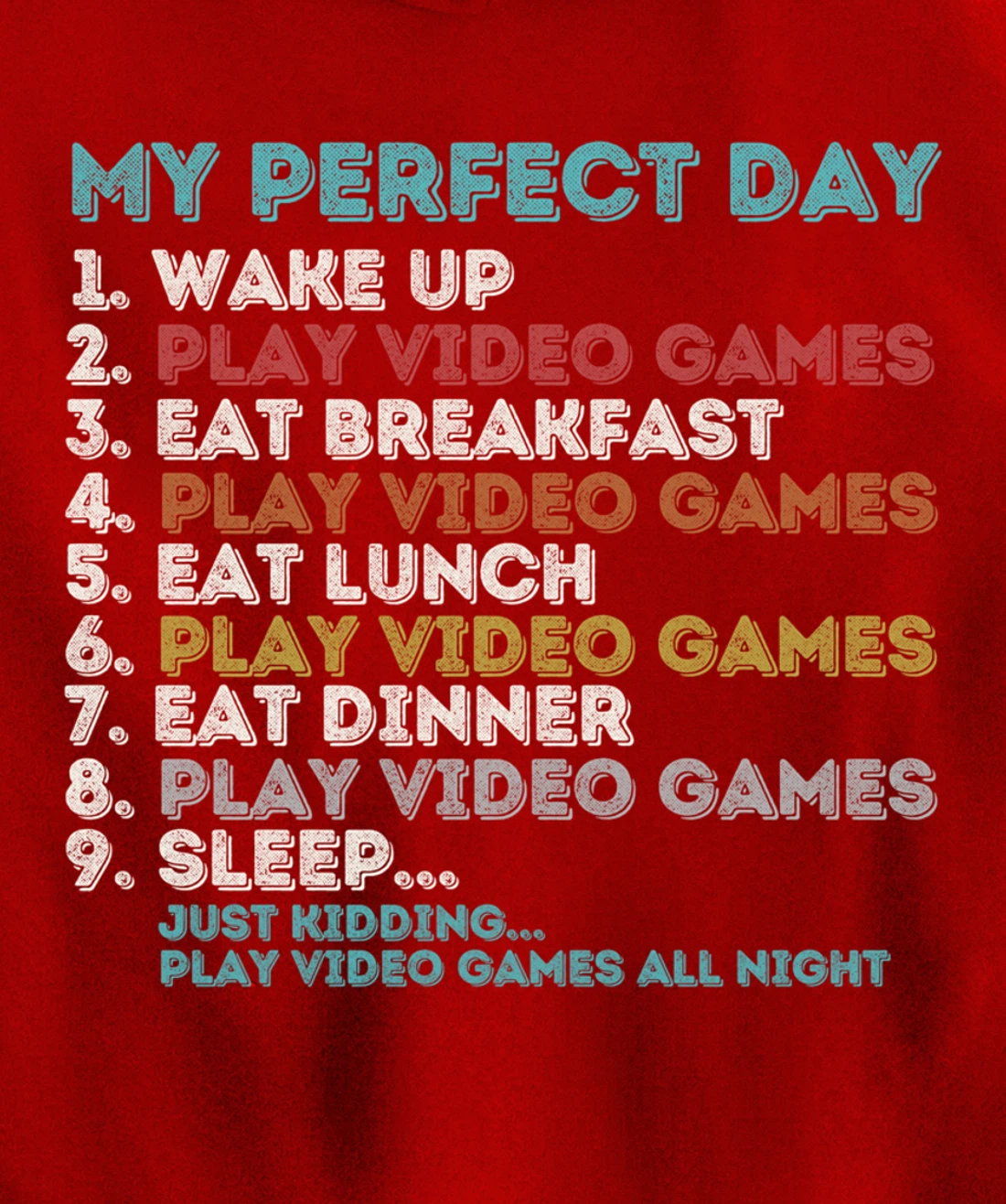 Vintage Retro My Perfect Day Gaming Apparel Funny Gamer Pullover Hoodie