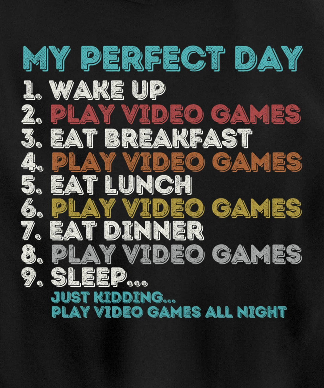 Vintage Retro My Perfect Day Gaming Apparel Funny Gamer Pullover Hoodie