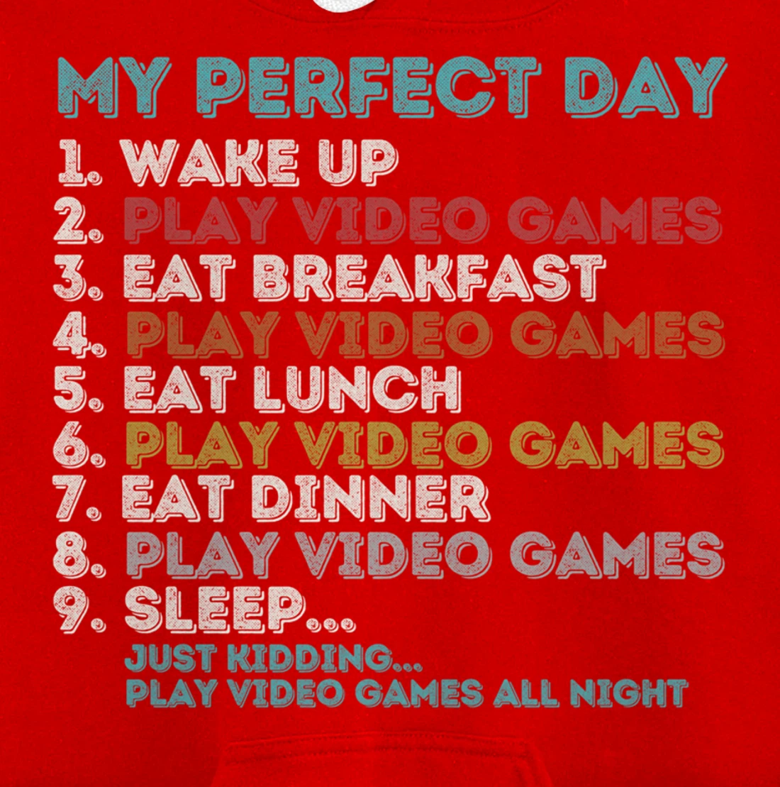 Vintage Retro My Perfect Day Gaming Apparel Funny Gamer Pullover Hoodie