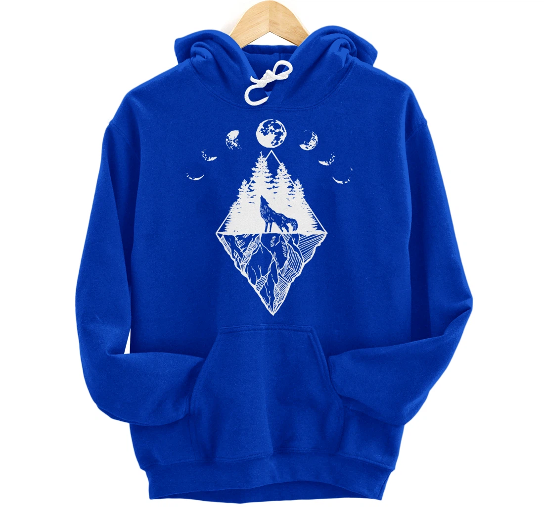 Howling Wolf Phases Of The Moon Pullover Hoodie