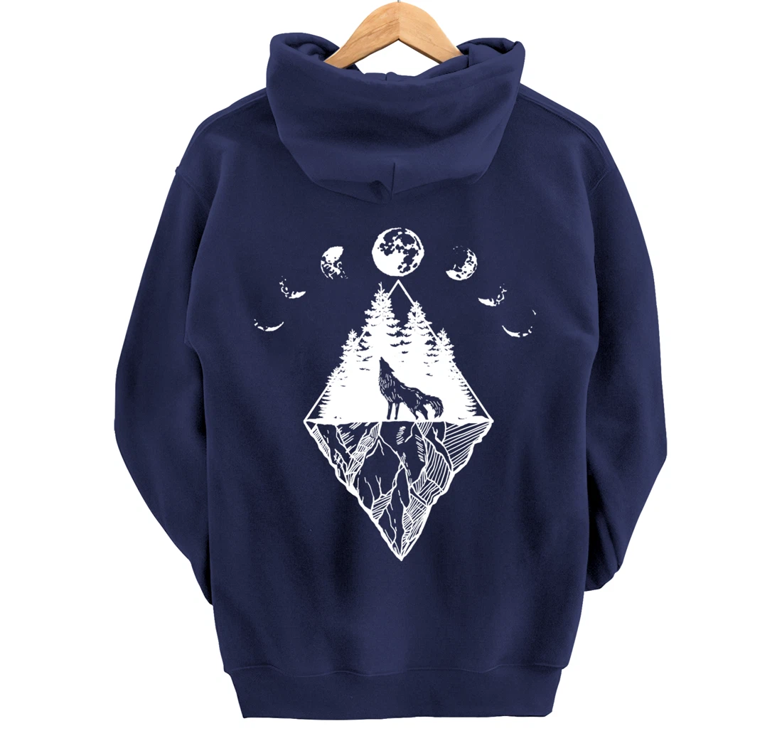 Howling Wolf Phases Of The Moon Pullover Hoodie