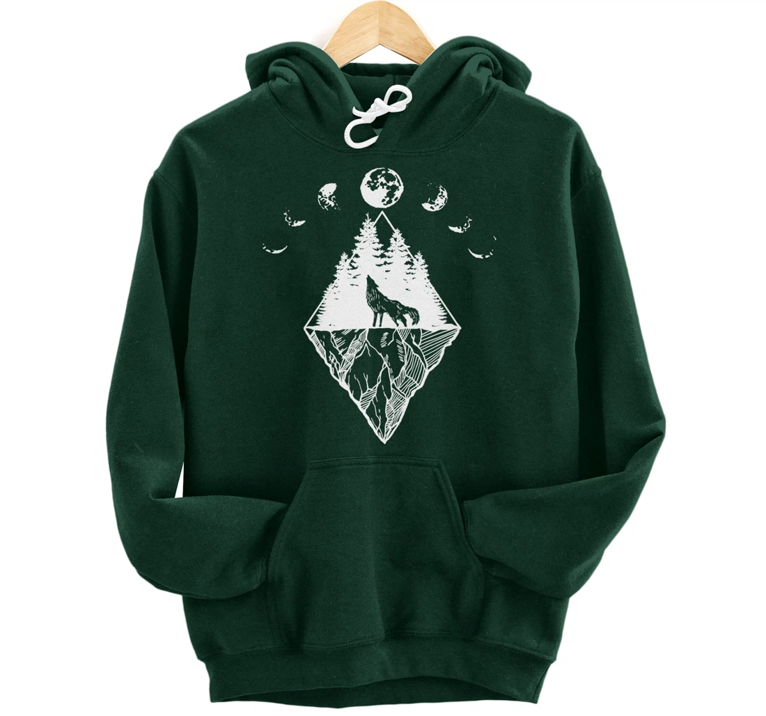 Howling Wolf Phases Of The Moon Pullover Hoodie