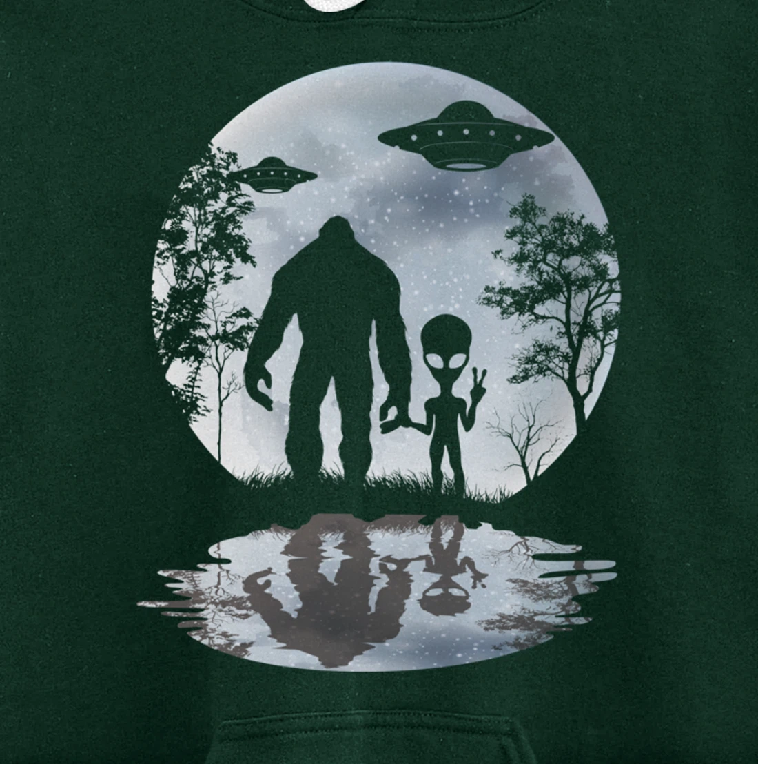 Alien Bigfoot Moon Sasquatch UFO Extraterrestrial Men women Pullover Hoodie