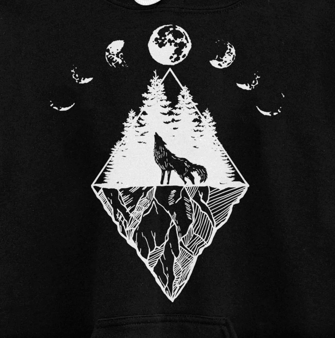 Howling Wolf Phases Of The Moon Pullover Hoodie